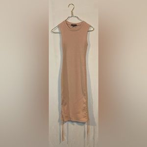 Lulu’s Ribbed‎ Drawstring Bodycon Pink Dress